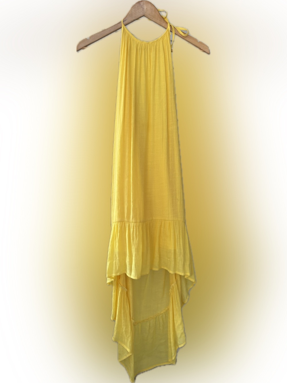 Olsenboye Yellow High-Low Tiered Maxi Skirt